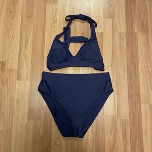 Title Nine Bikini Set Size Small‎ Top Medium Bottom Navy Blue Athletic Swim